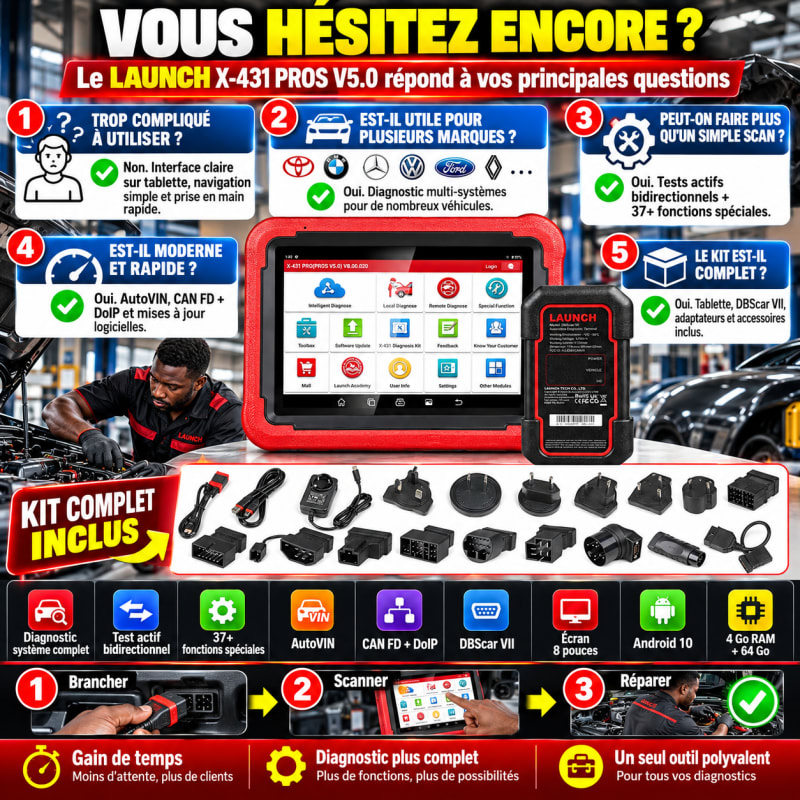 🚀 Valise de Diagnostic Professionnelle : LAUNCH X-431 PROS V5.0 (Connecteur DBSCar VII) 💻🚗 — photo 3 sur 6