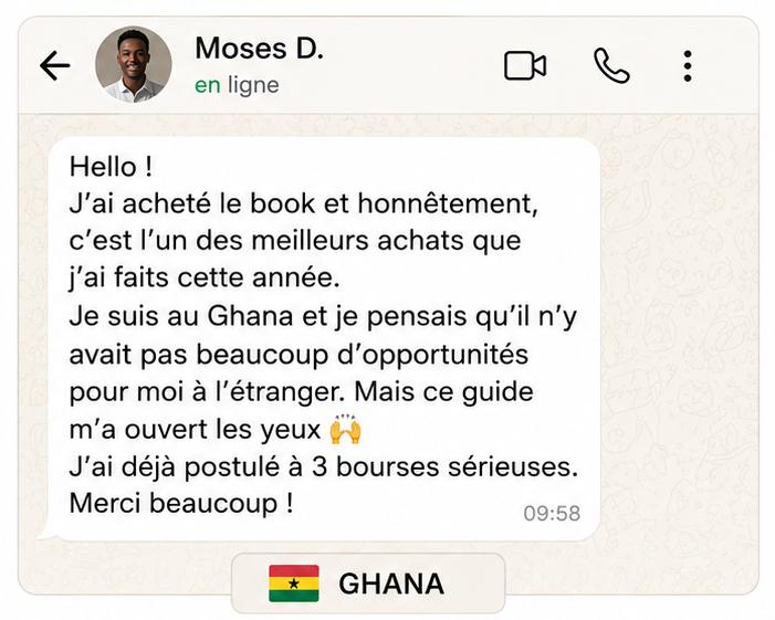 Message WhatsApp d'un lecteur du guide