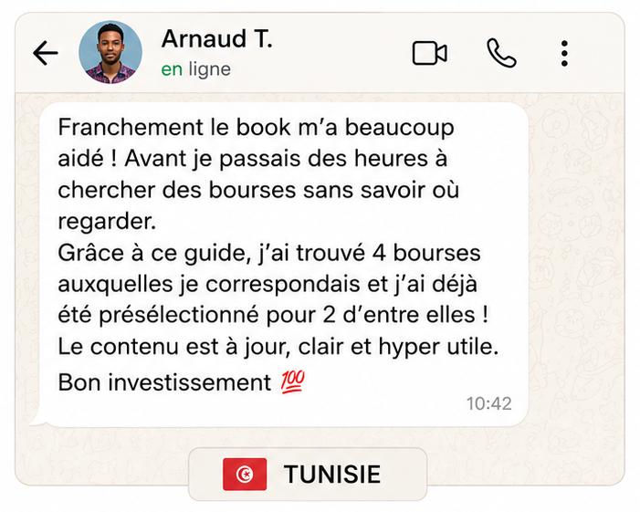 Message WhatsApp d'un lecteur du guide