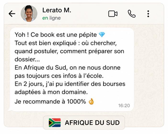 Message WhatsApp d'un lecteur du guide