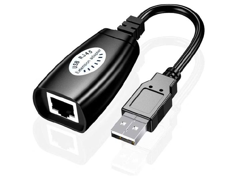 Adaptador de extensión USB (macho) a RJ45 + USB (hembra) USB sobre Cat5/5e/6 RJ45 de hasta 150 pies de longitud