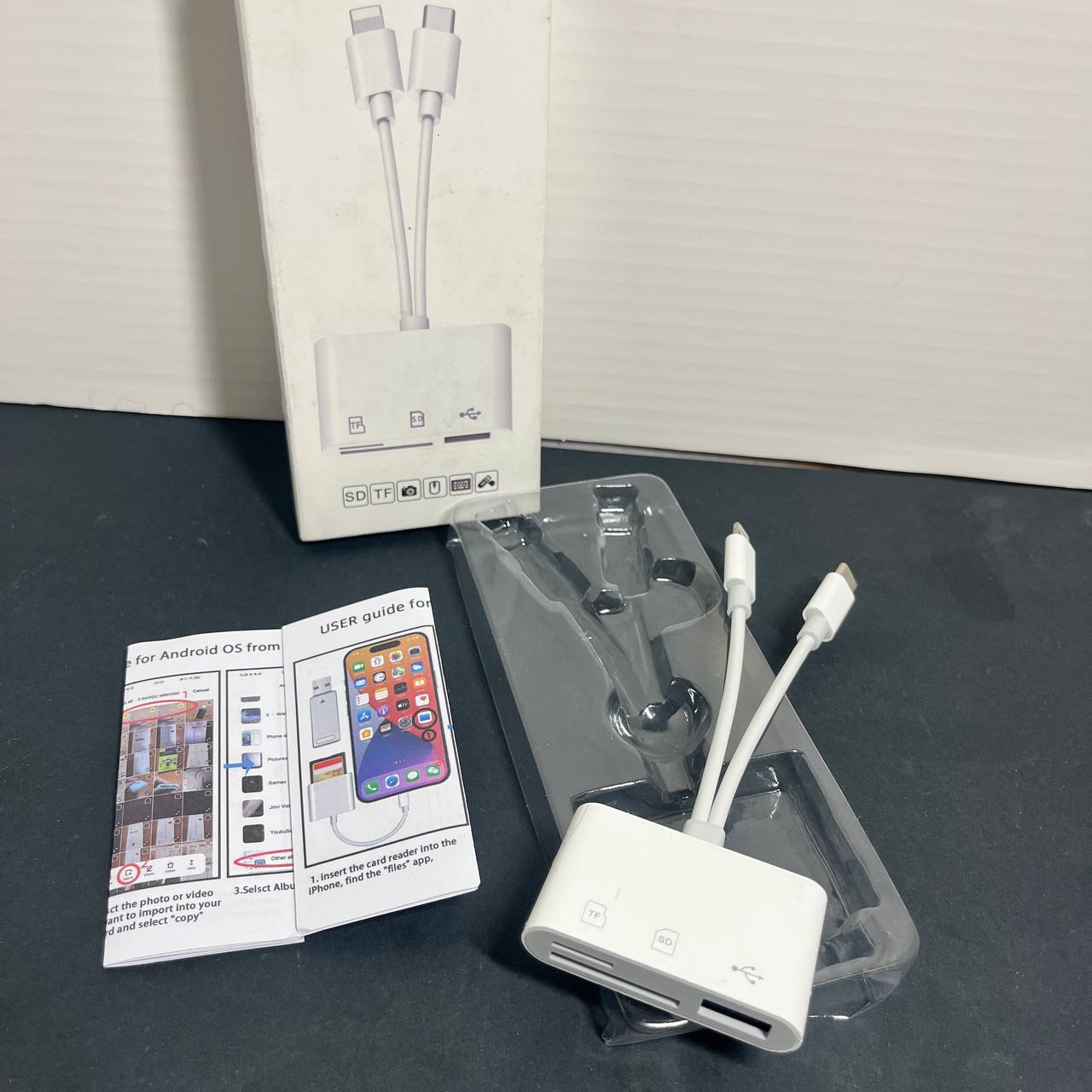 OTG Y Lector de Tarjetas SD/TF y USB a Conector Lightning Y TIPO C, IPhone y Android