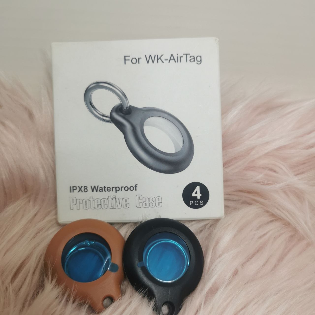 Pack 4 Estuches Impermeables IPX8 para Apple AirTag con Llavero, Color Negro y Café