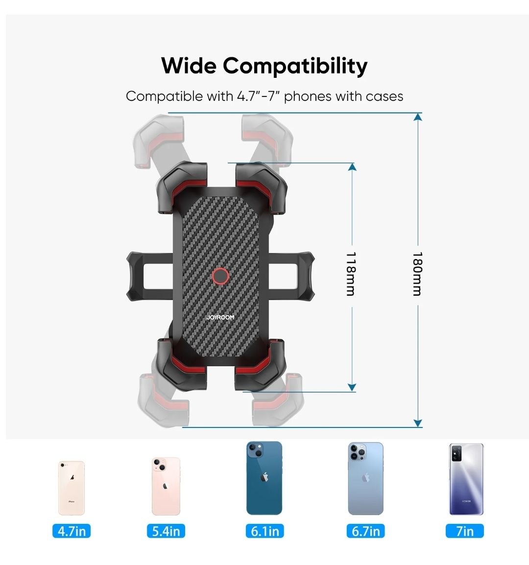 Soporte para celular Joyroom para bicicleta y motocicleta con fijación mecánica de 4 esquinas