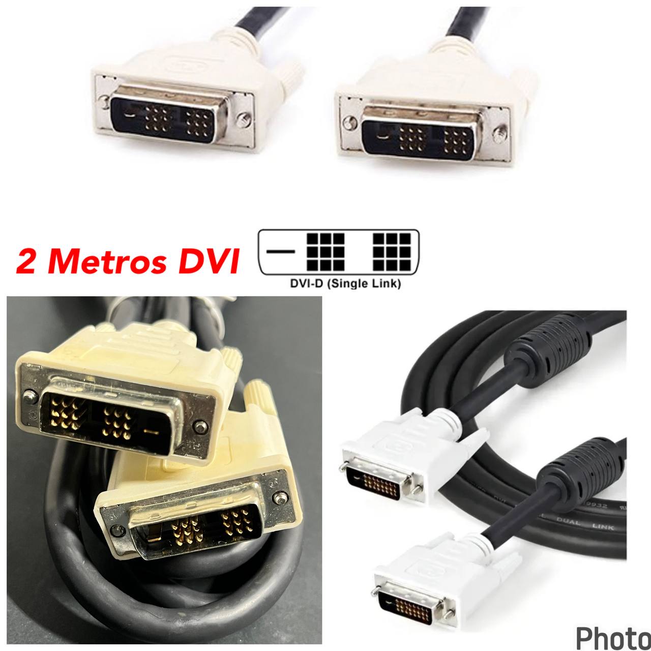 Cable DVI-D Single Link Macho a Macho 2 Metros Negro