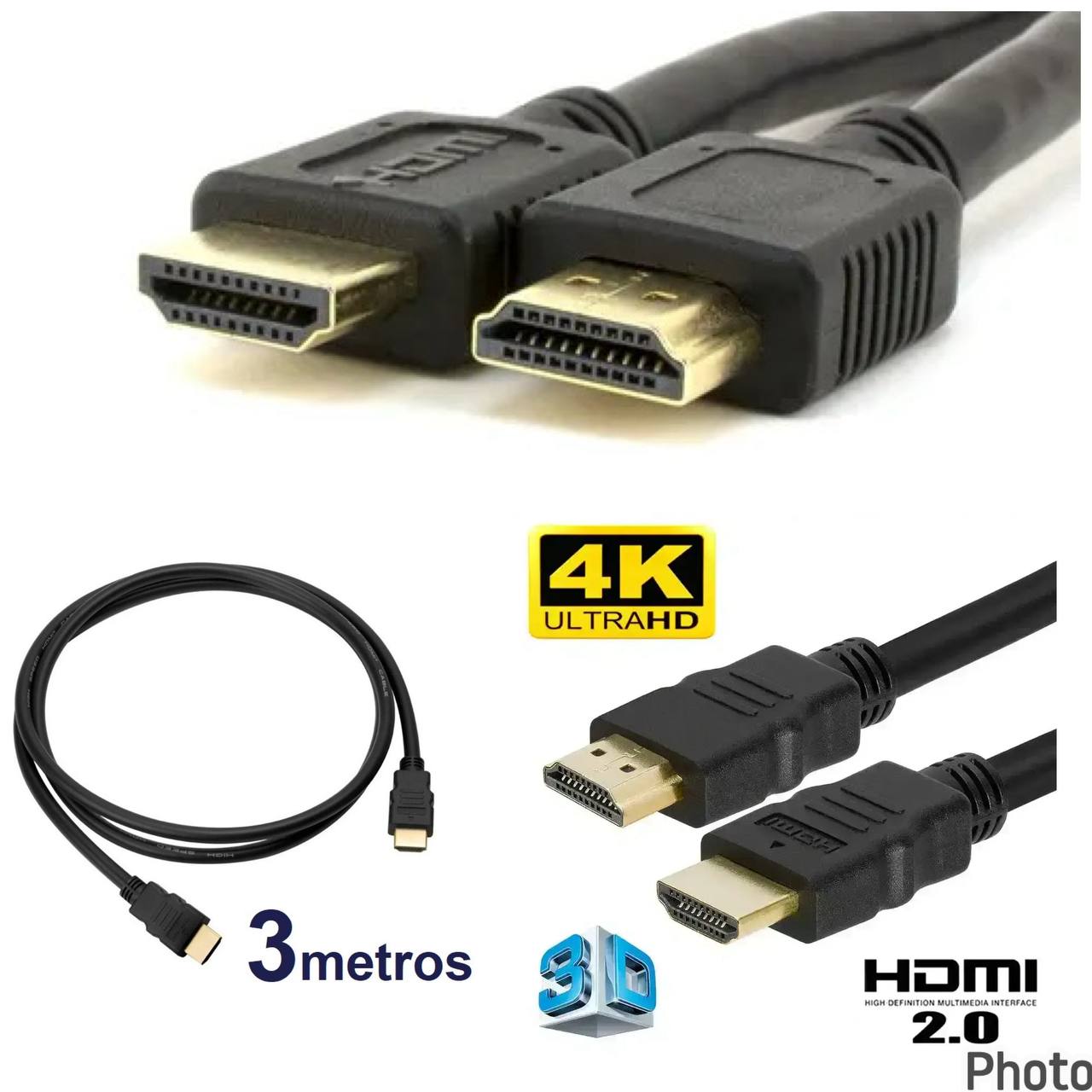 Cable HDMI 2.0 4K Ultra HD de 3 Metros - Soporte 3D Alta Velocidad
