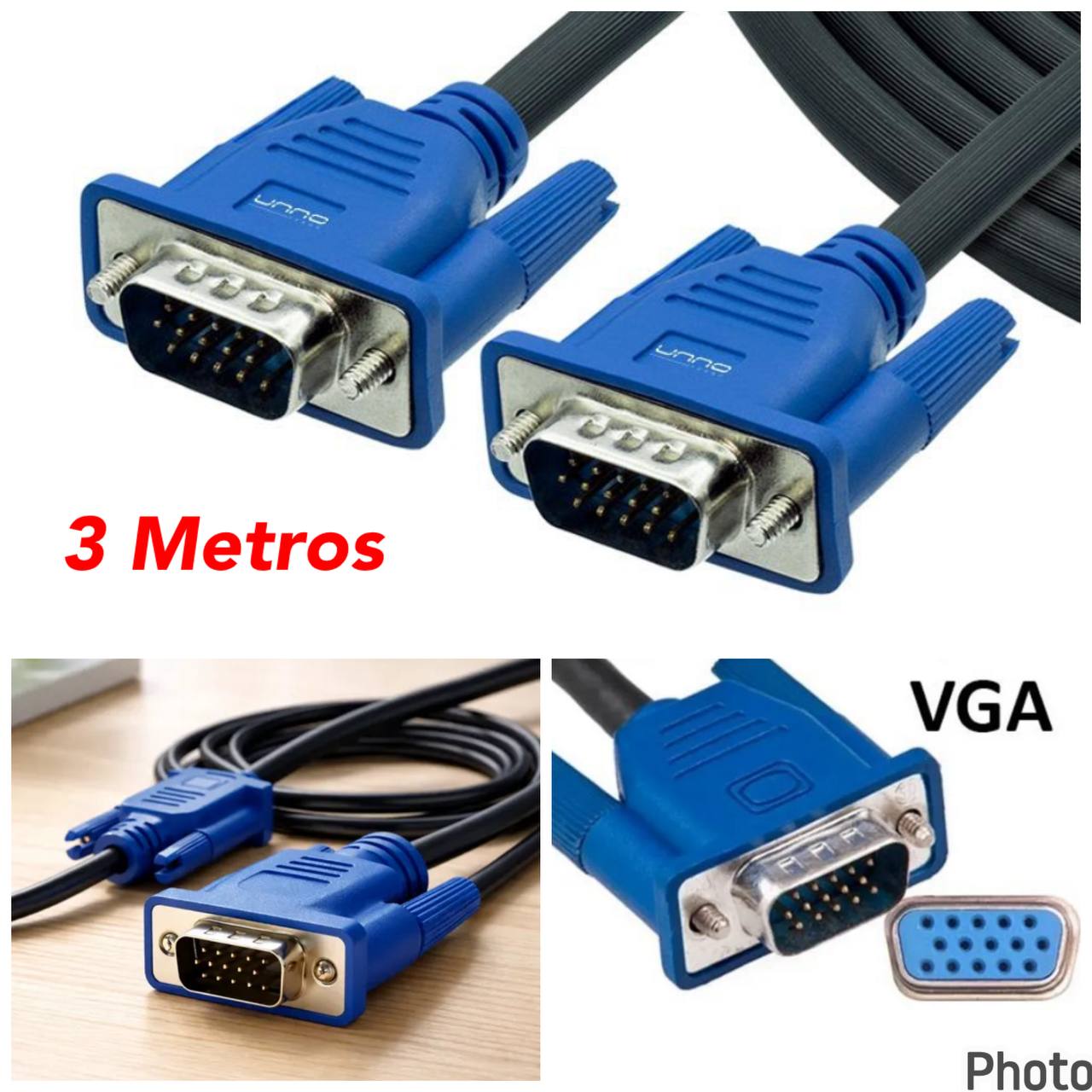 Cable VGA Unno a VGA Macho-Macho 3 Metros