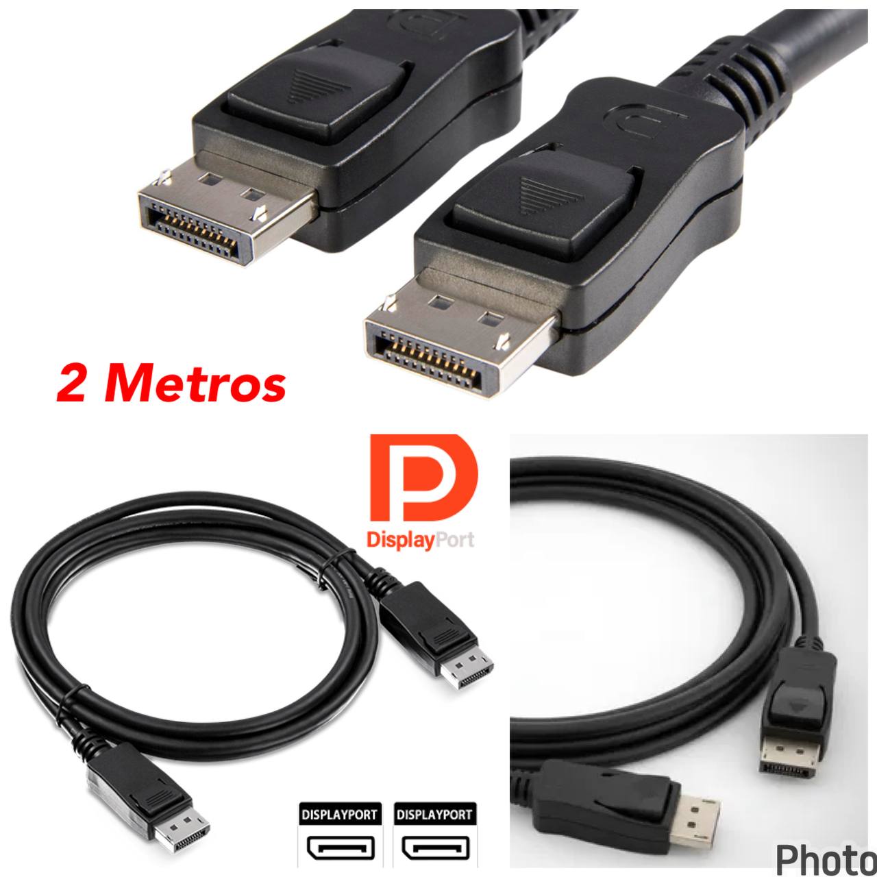 Cable DisplayPort a DisplayPort 2 Metros - Conectores Macho a Macho