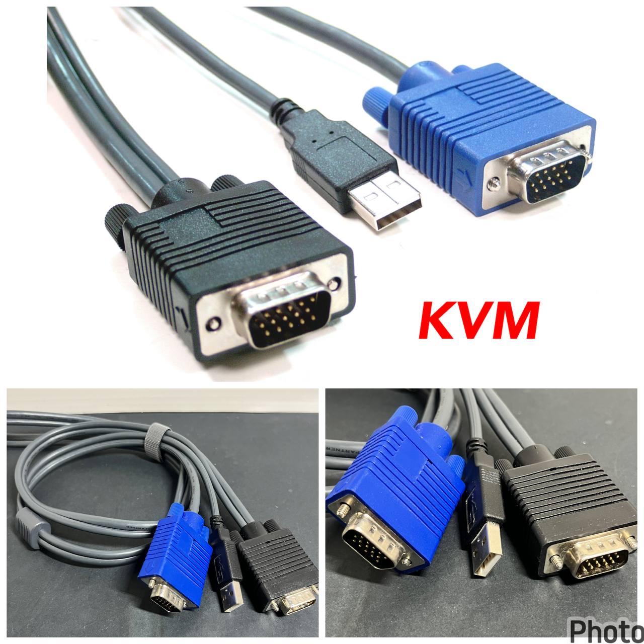 Cable KVM VGA a VGA y USB 2.0 para Consola de Servidor