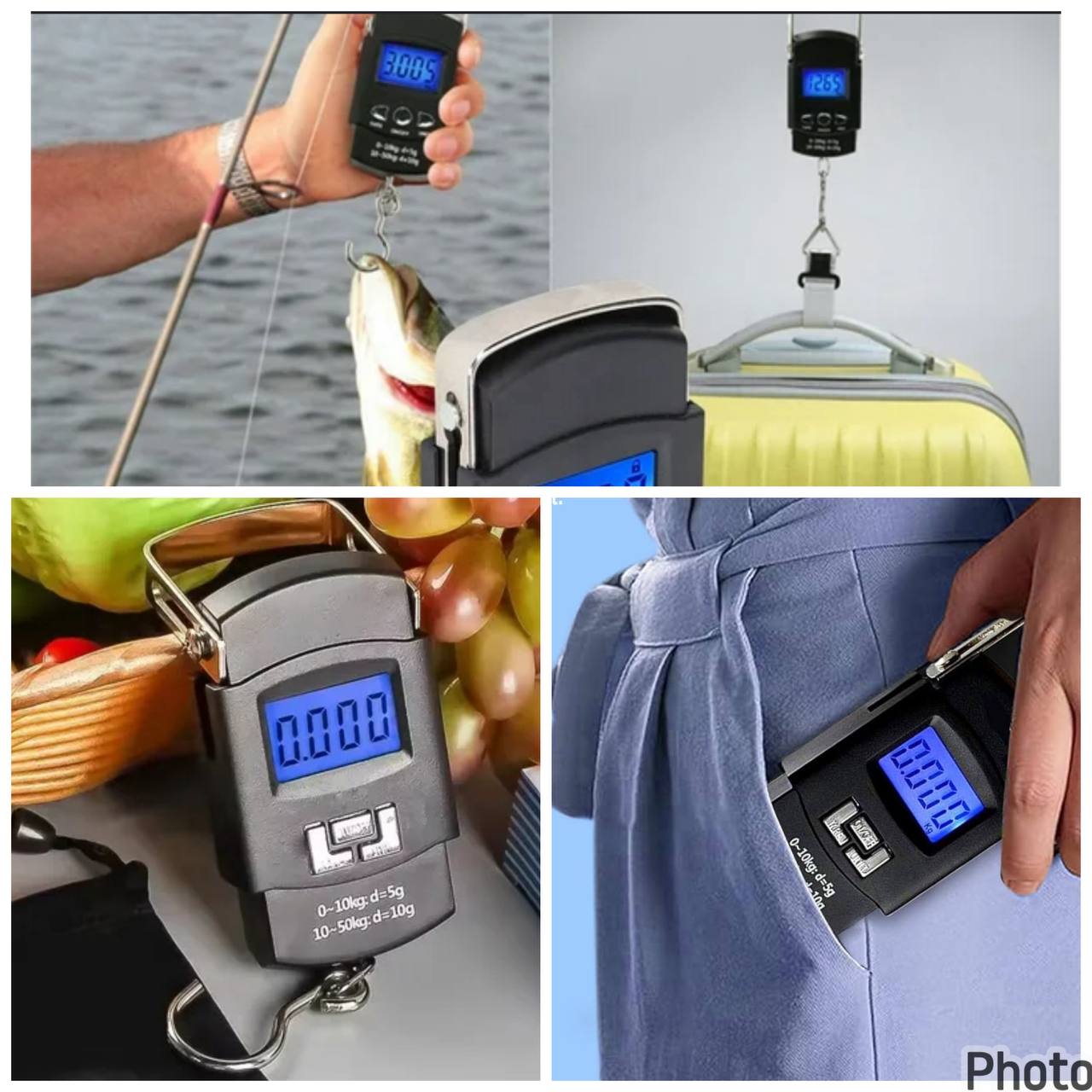 Báscula Digital Portátil de Gancho 110 Libras,50kg LCD con Pantalla Retroiluminada