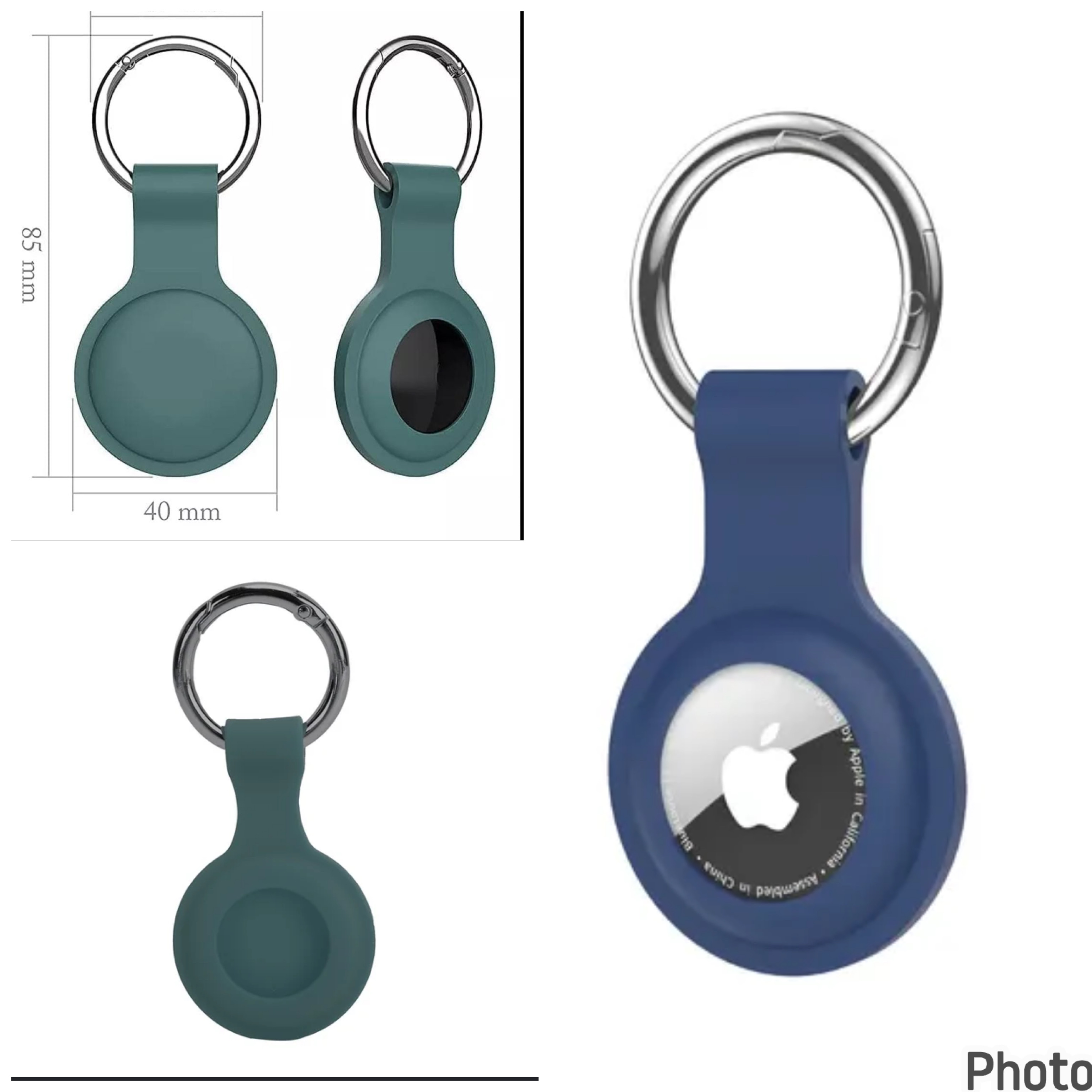 Funda protectora de silicona para AirTag con llavero metálico