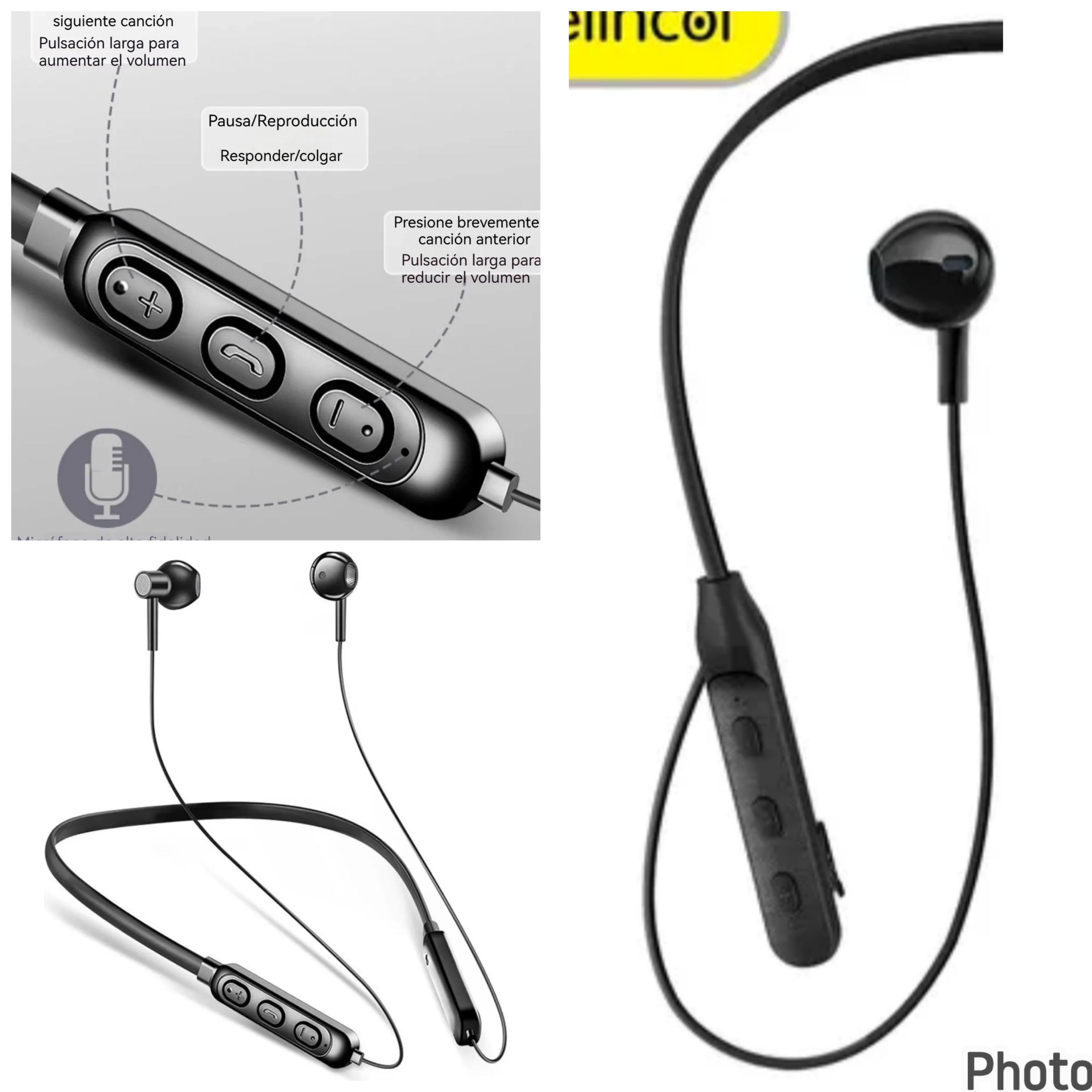 Audífonos Bluetooth 5.0 con 8 horas de batería, Banda de Cuello TPU, IPX4