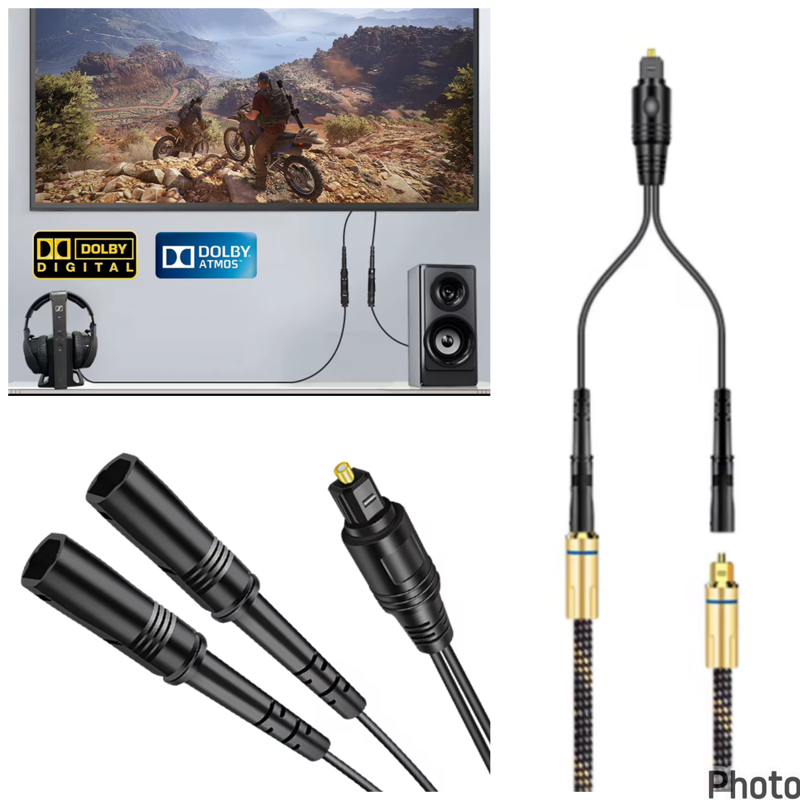 Cable Divisor Splitter Audio Óptico Toslink (1 Macho a 2 Hembras) - Alta Fidelidad