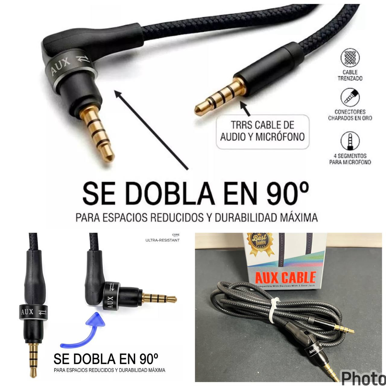 Cable Auxiliar 3.5mm TRRS Con Micrófono Cabeza Giratoria 180° Wisdomup YP14