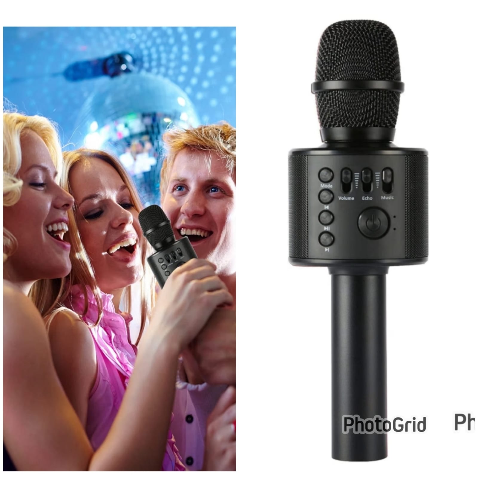 Micrófono Inalámbrico Bluetooth de Karaoke con Altavoz Integrado y Control de Volumen y Eco