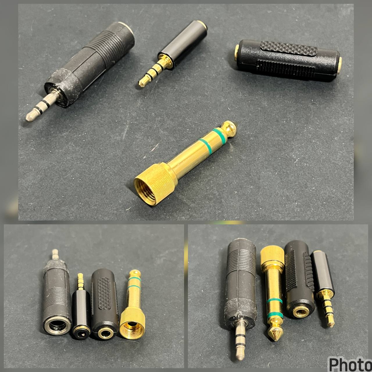 Kit 4 Adaptadores Audio Jack 6.35mm 1/4 a 3.5mm TRS TRRS Baño Oro Amplificador Auriculares Mic