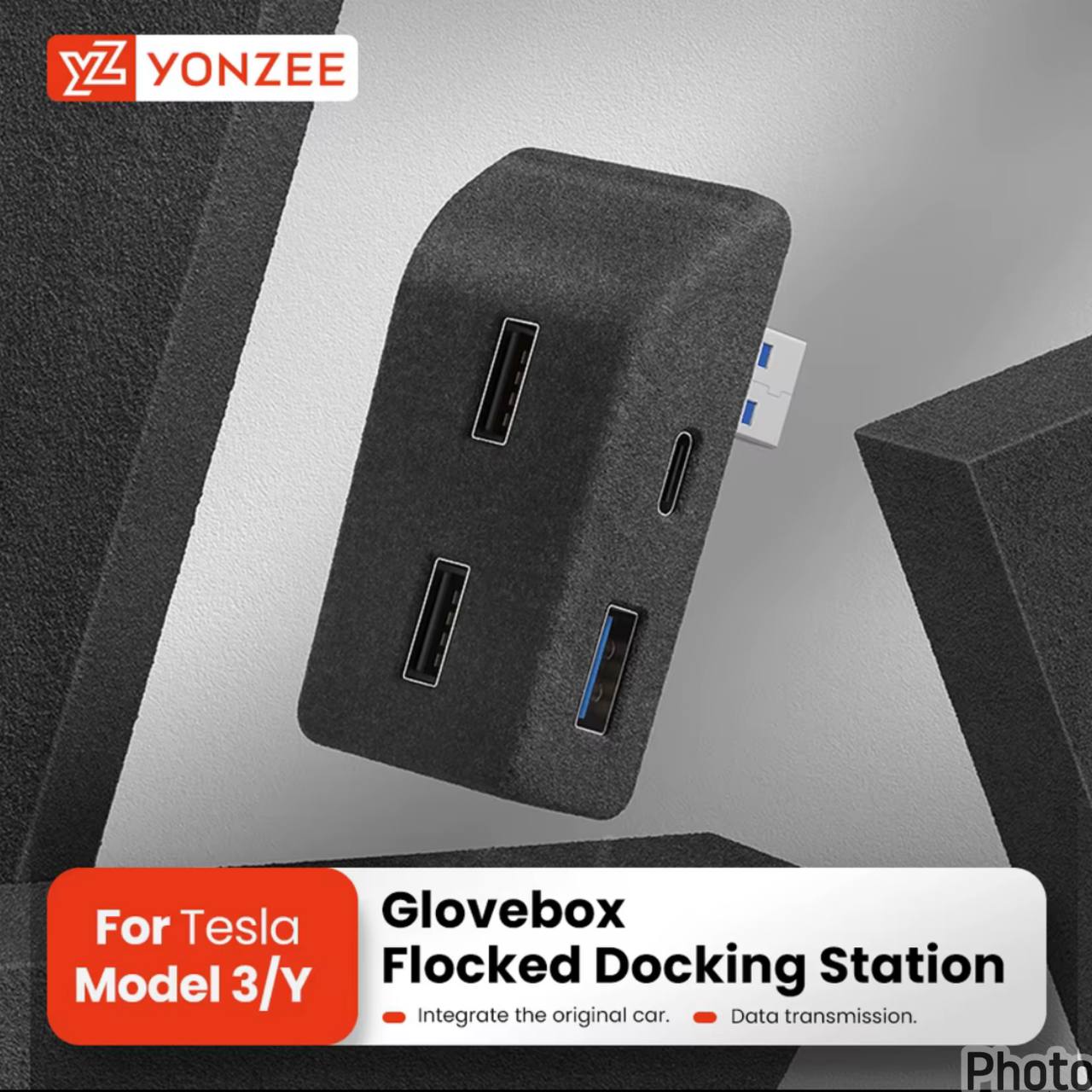 Hub USB Estación de Acoplamiento Yonzee para Guantera Tesla Model 3/Y