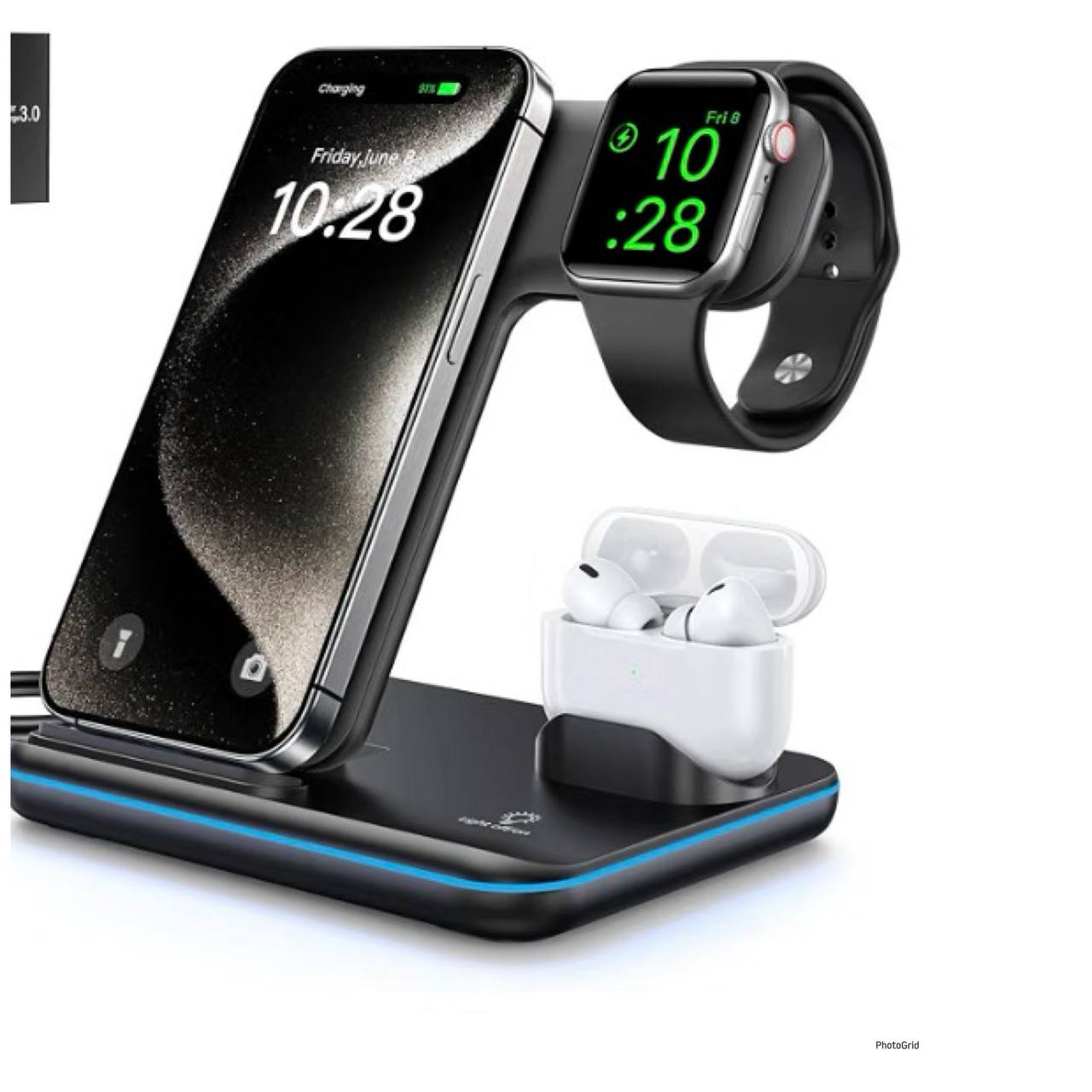 Estación de carga inalámbrica 3 en 1 para iPhone, Apple Watch y AirPods