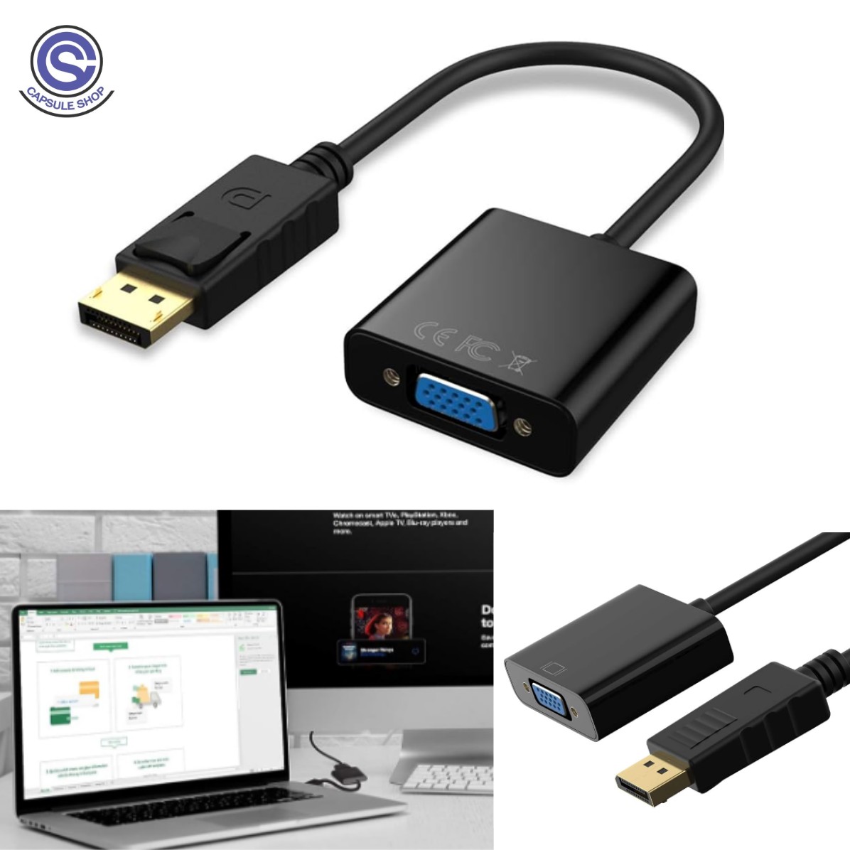 Cable adaptador DisplayPort (macho) a VGA (hembra) para monitores , laptop