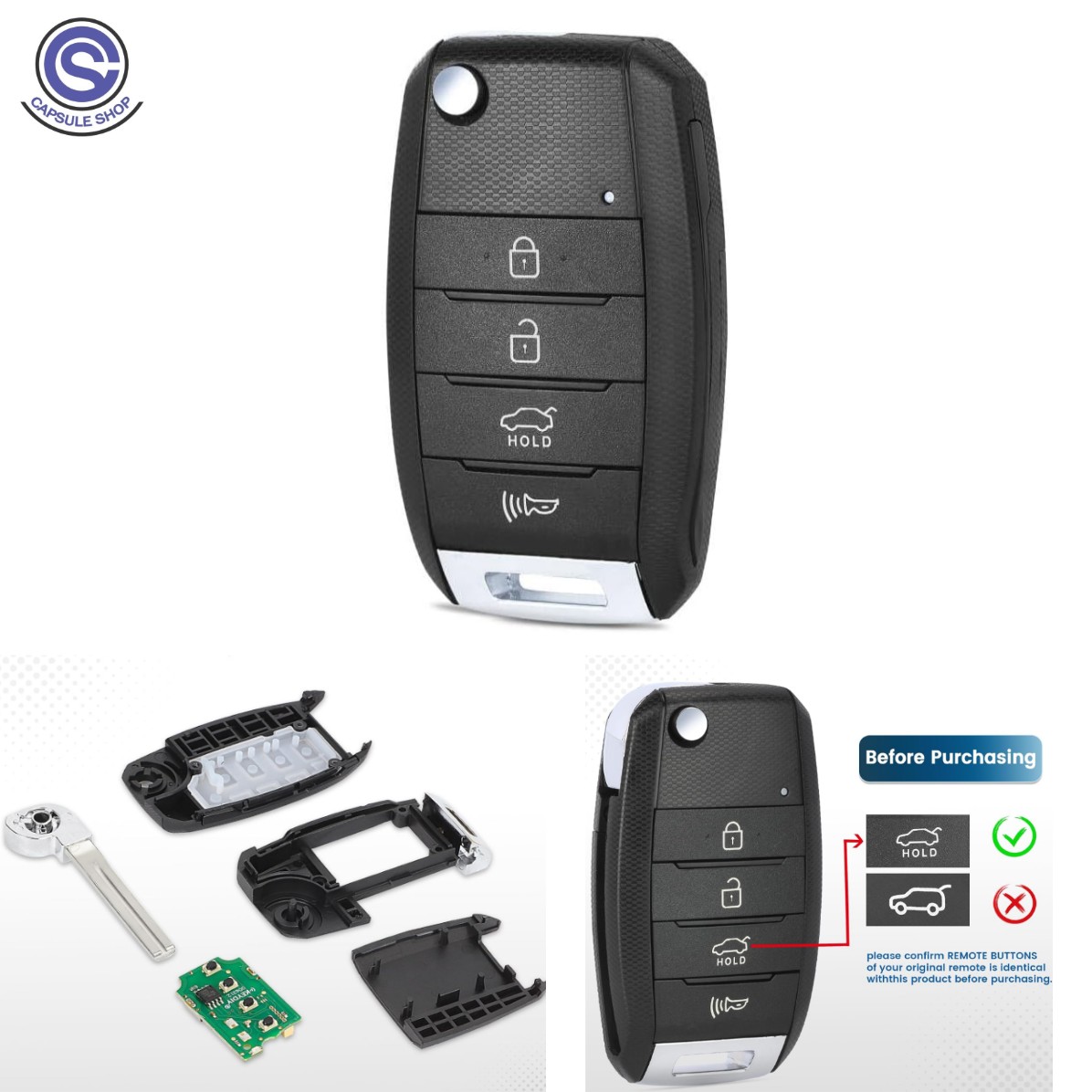 Llave control remoto para Ford, Honda, Toyota, Hyundai, Kia, Chevrolet 433MHz