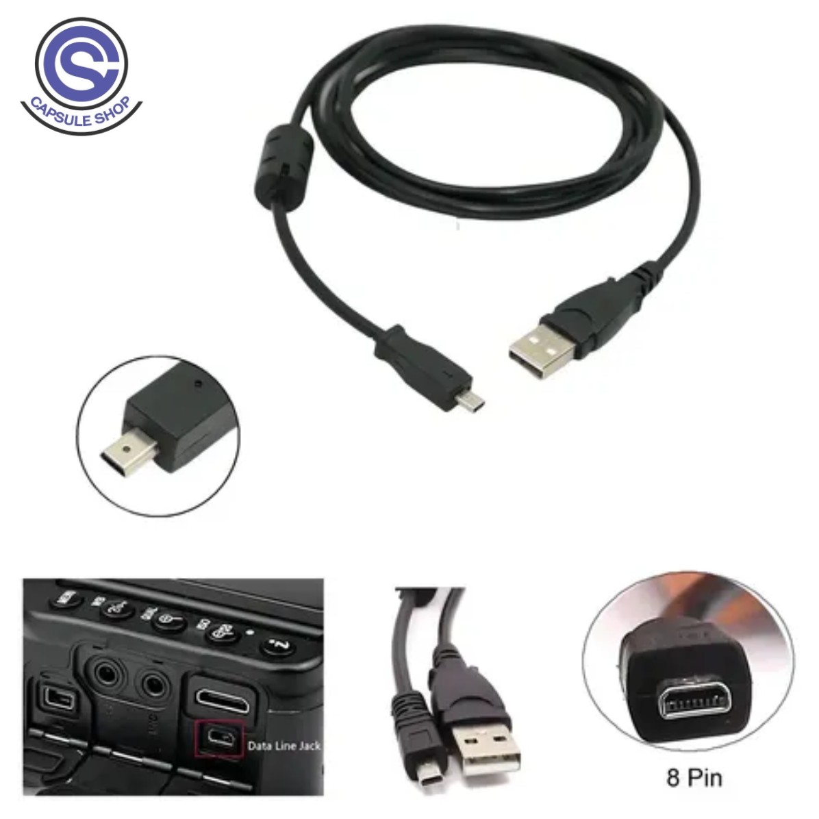 Cable USB de Datos y Carga para Cámara Kodak EasyShare (Mini-USB 8 Pines U-8)