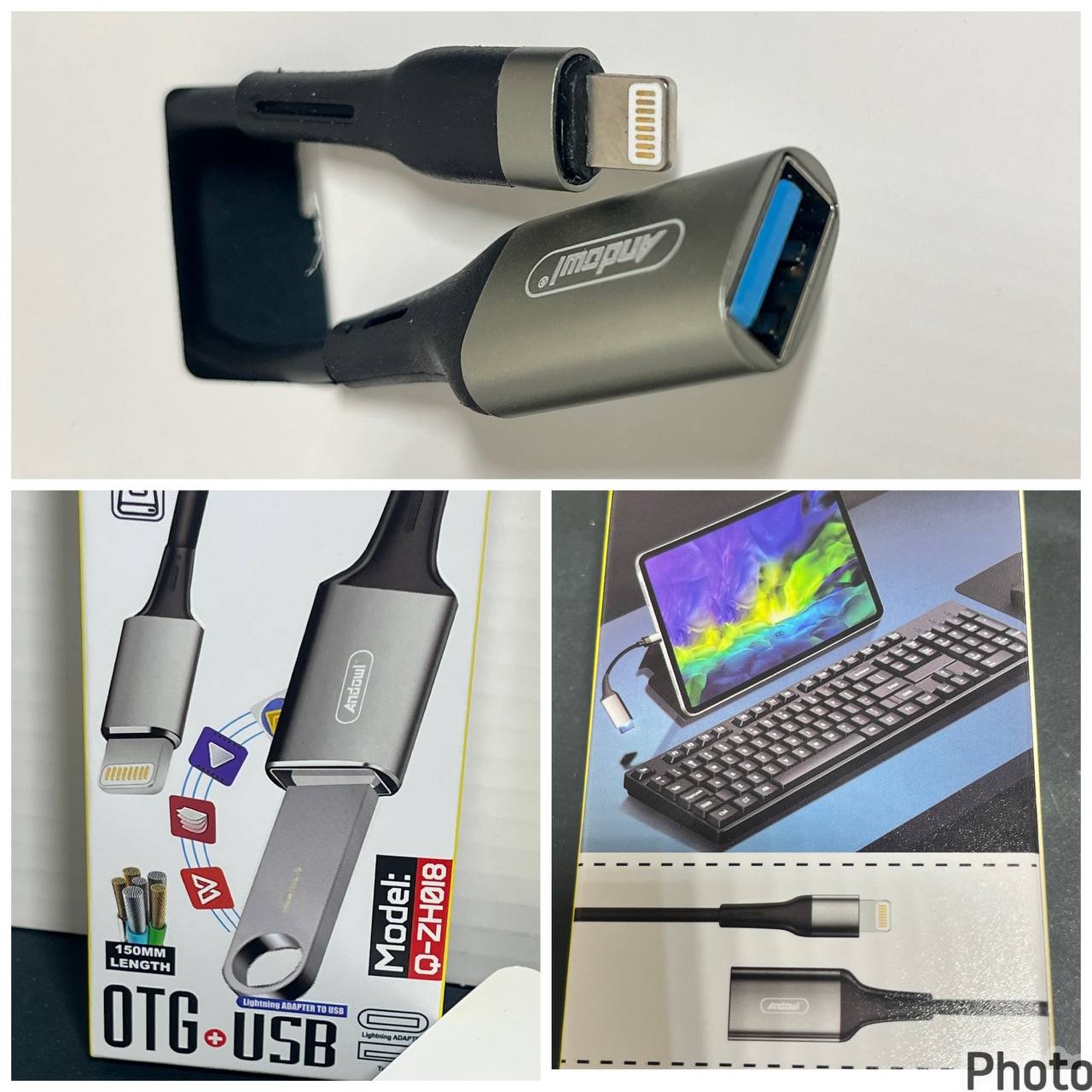 Adaptador OTG para IPhone, IPad, USB Andowl Q-ZH018 Lightning a USB Hembra 150mm
