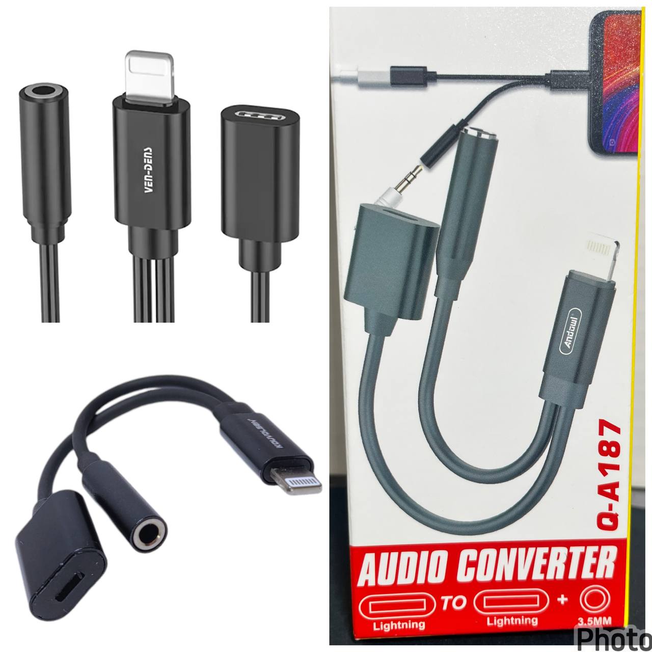 Adaptador 2 en 1 Lightning a Lightning y Jack 3.5mm para Audio y Carga simultánea