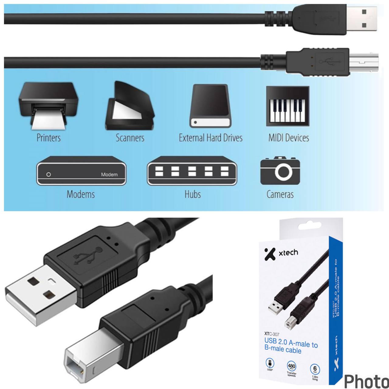 Cable USB 2.0 para Impresora y Controladores MIDI - 3 Metros de Largo 🖨️🎹