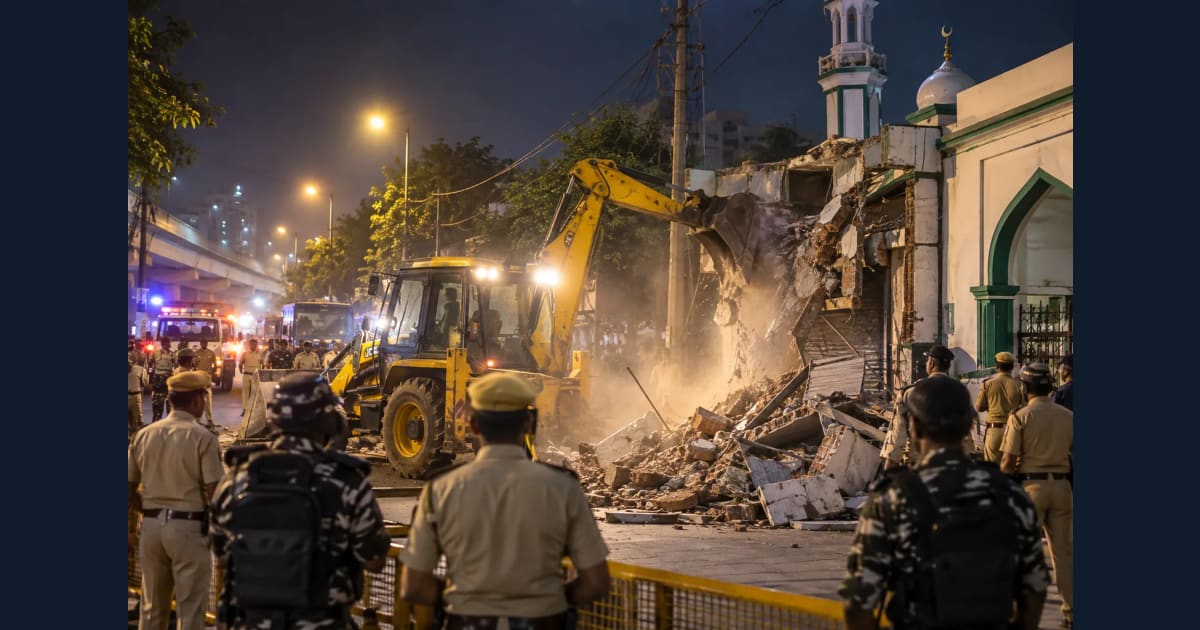 शालीमार बाग में आधी रात बुलडोजर कार्रवाई, मदीना मस्जिद पर भी तोड़फोड़ के दृश्य