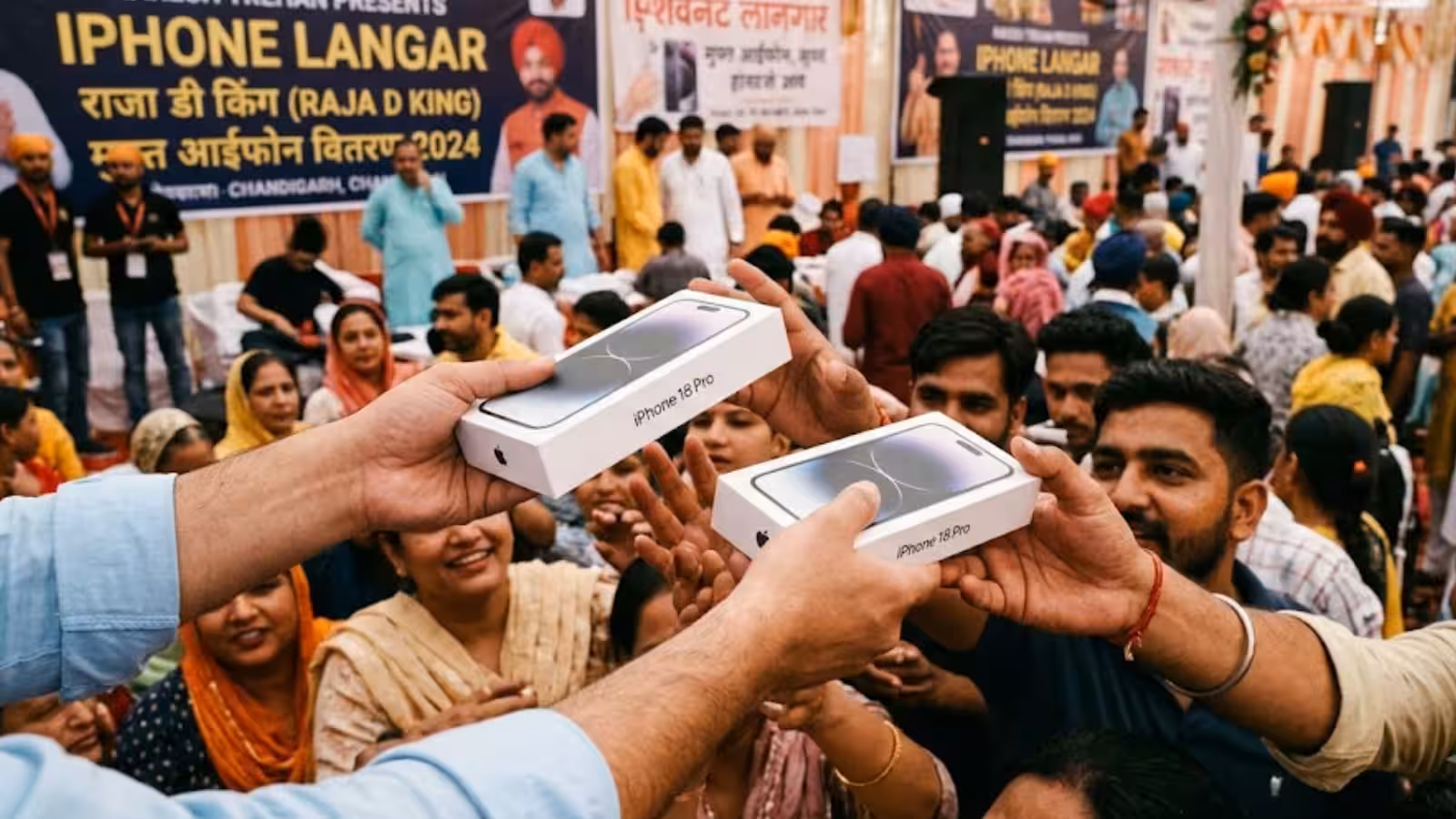 चंडीगढ़ में iPhone वितरण कार्यक्रम को रोकते पुलिस अधिकारी