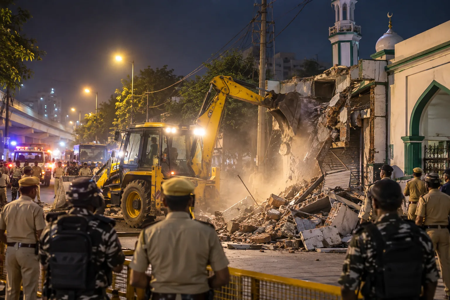 शालीमार बाग में आधी रात बुलडोजर कार्रवाई, मदीना मस्जिद पर भी तोड़फोड़ के दृश्य