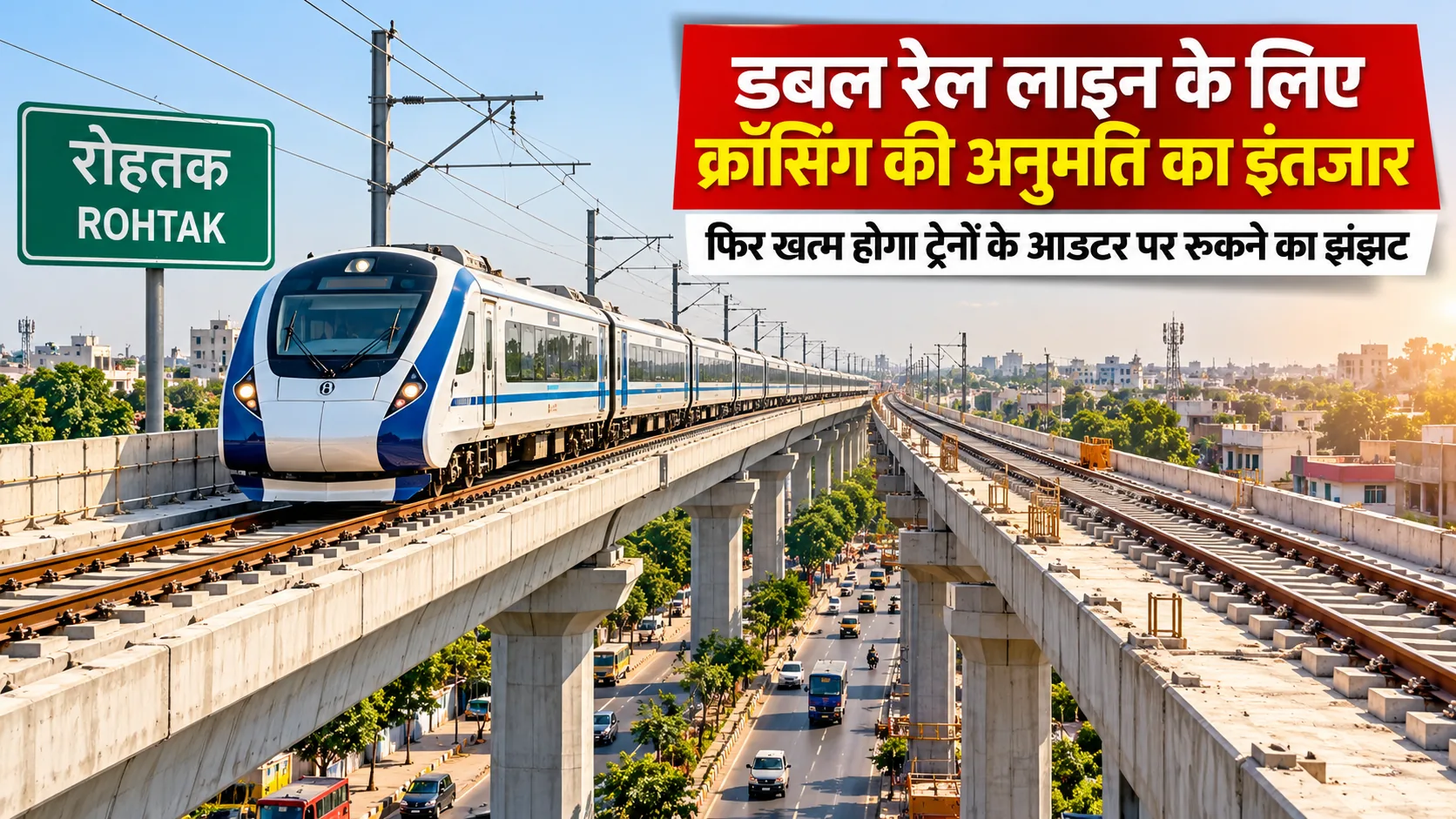 रोहतक रेलवे एलिवेटेड ट्रैक पर डबल लाइन निर्माण की प्रतीकात्मक छवि