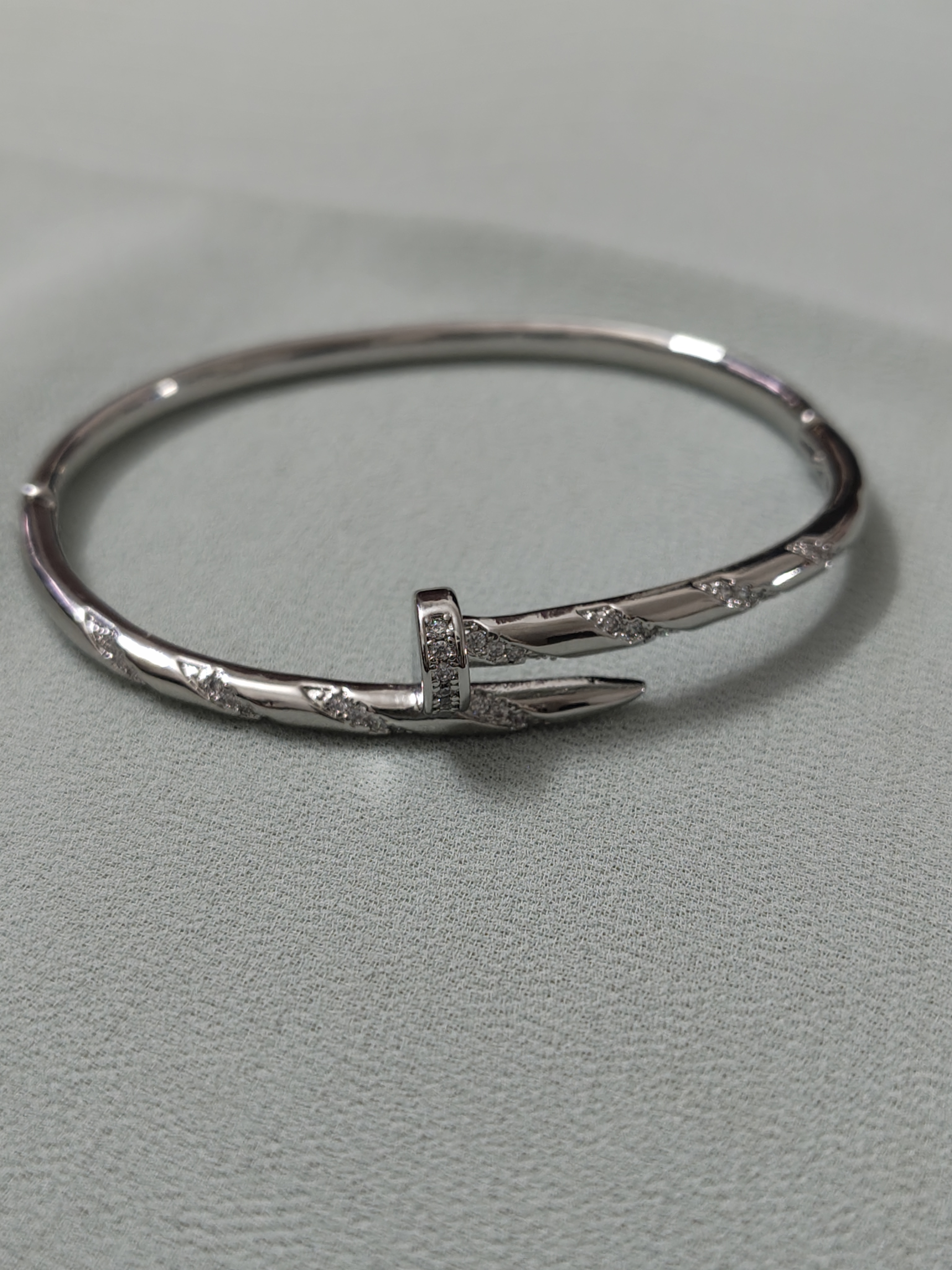 Silver Nail Stone Bangle