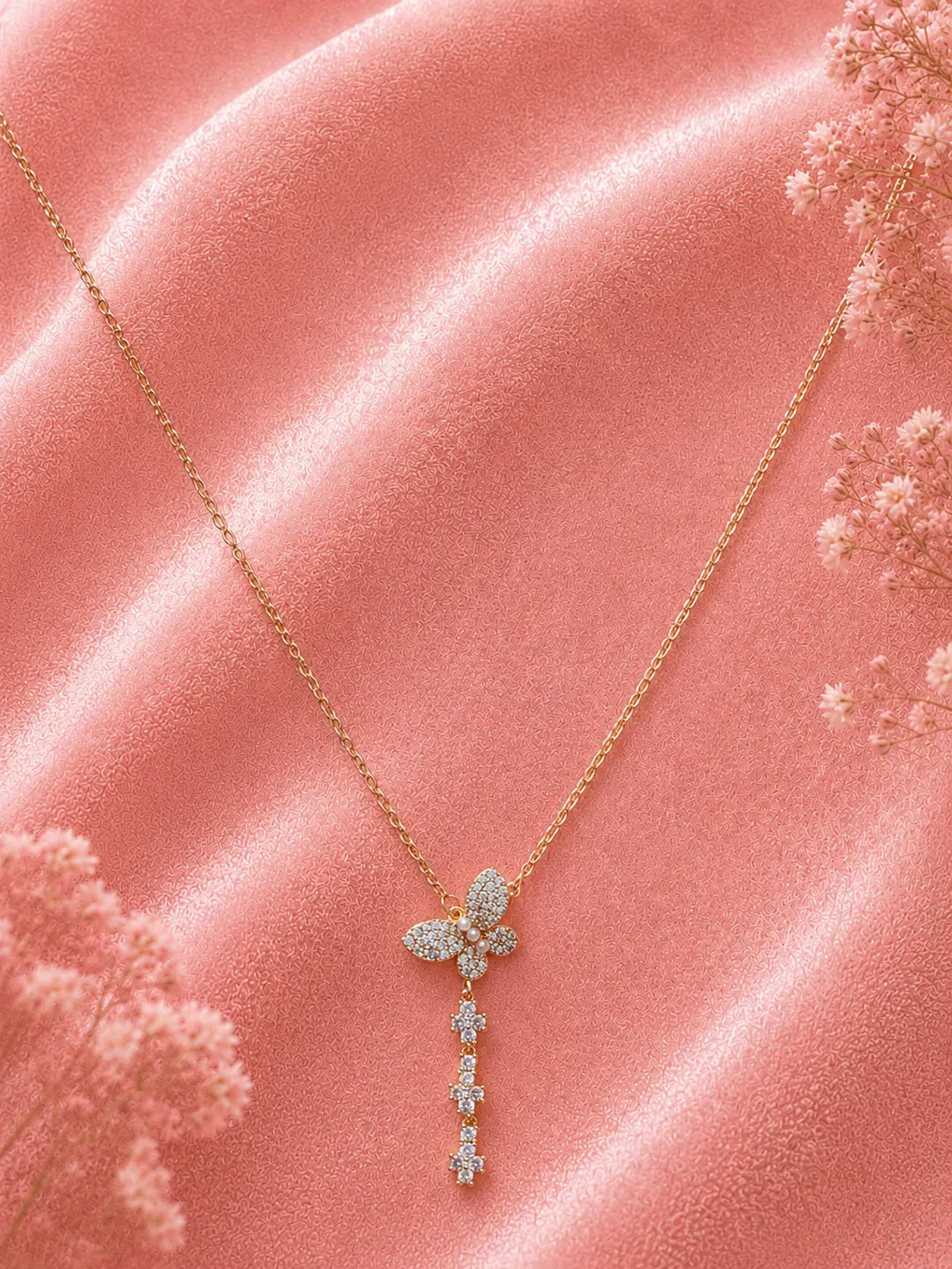 Butterfly Stone Long Pendant