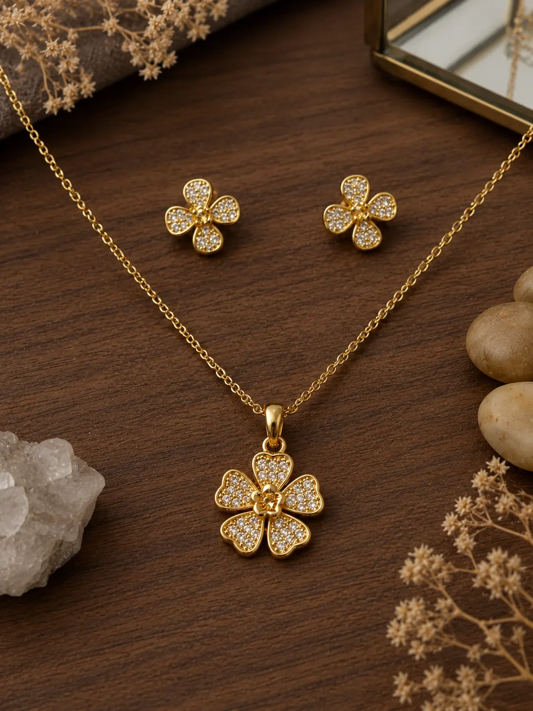 Stone Flower pendant set
