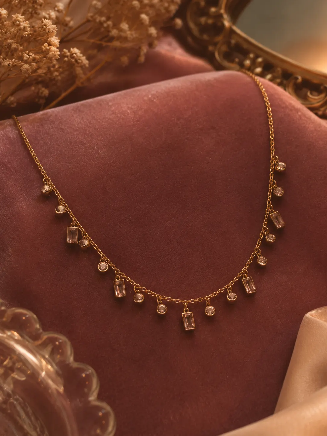 Crystal Charm Cascade Necklace