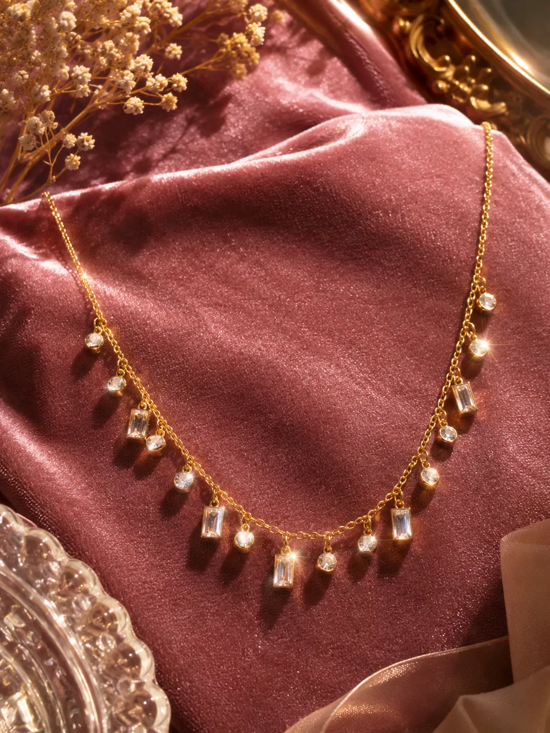 Crystal Charm Cascade Necklace