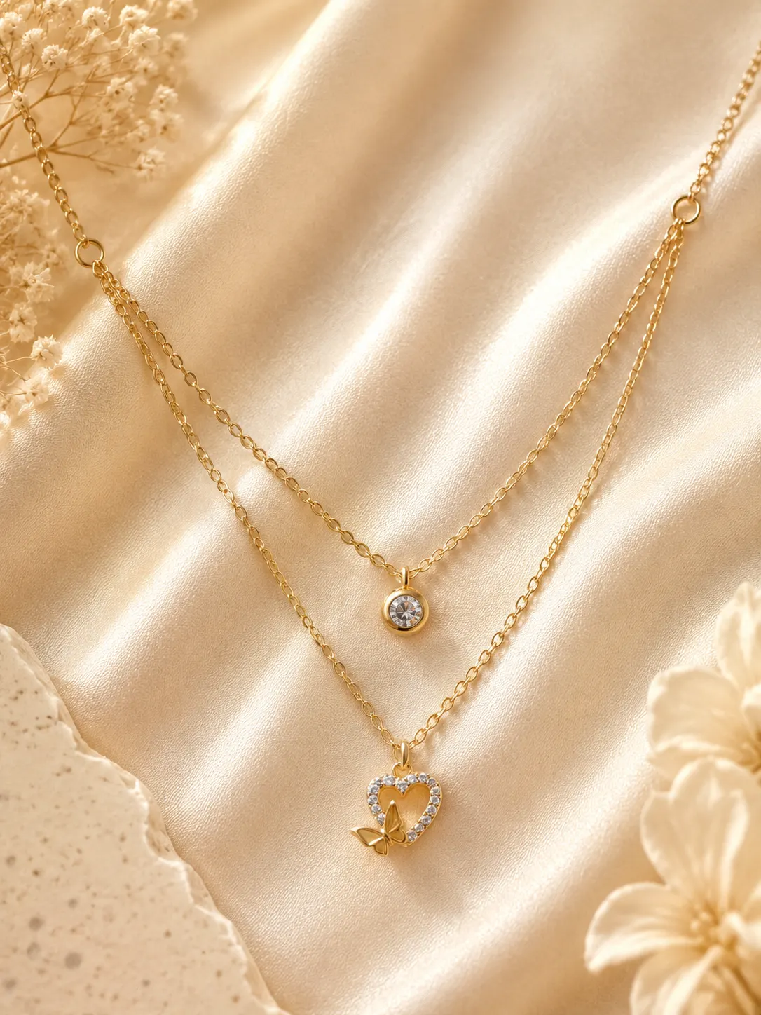 Butterfly Heart Double Chain