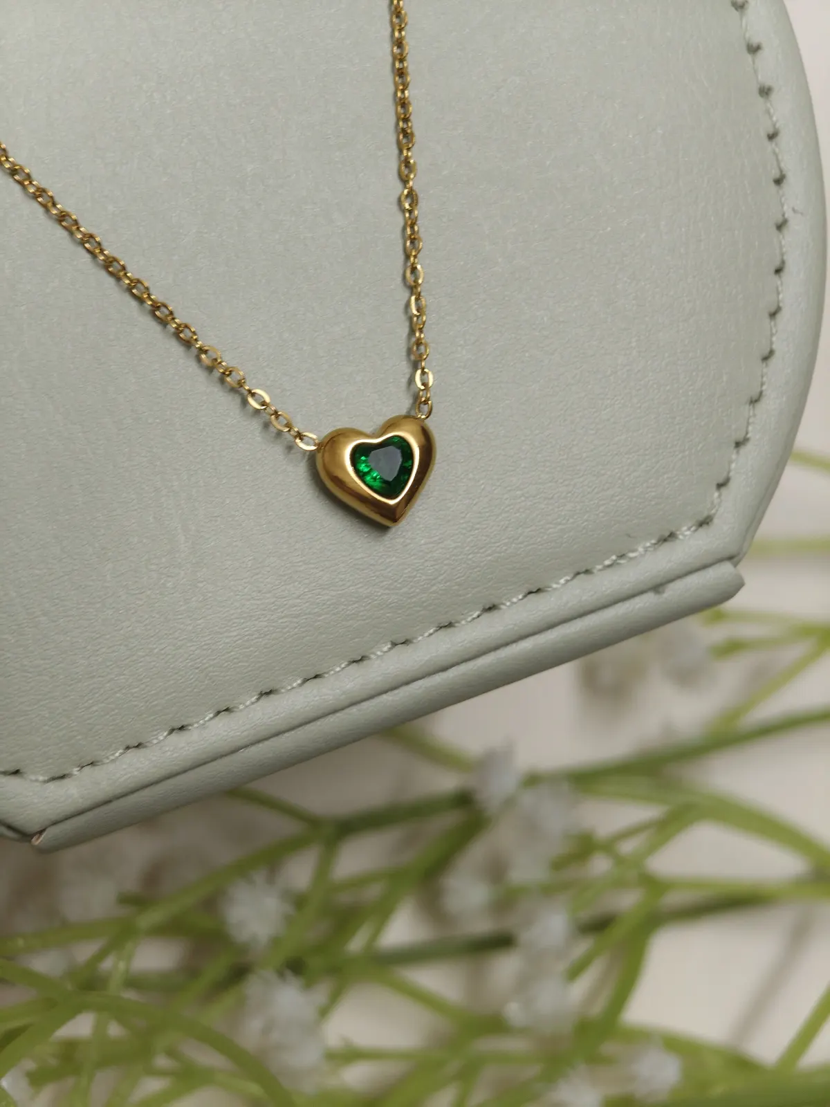 Emeralad Stone Heart Pendant