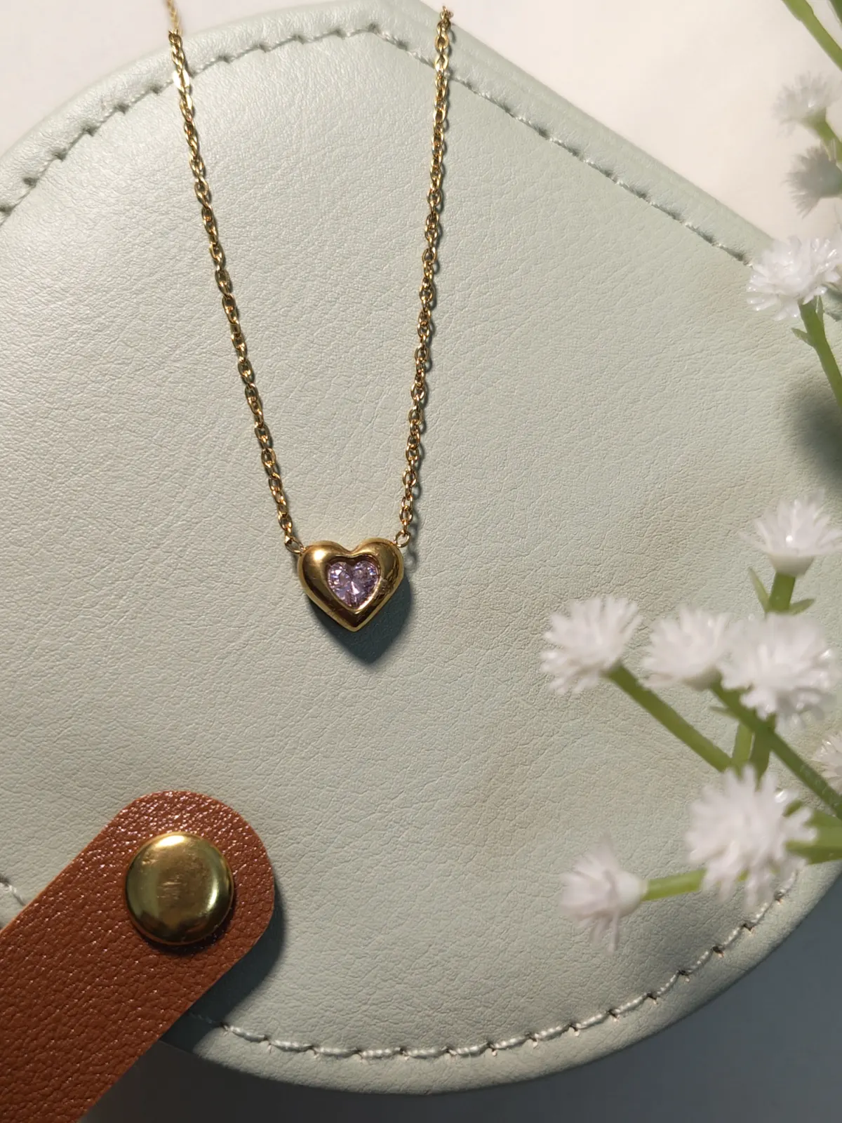 Pink Stone Heart Pendant