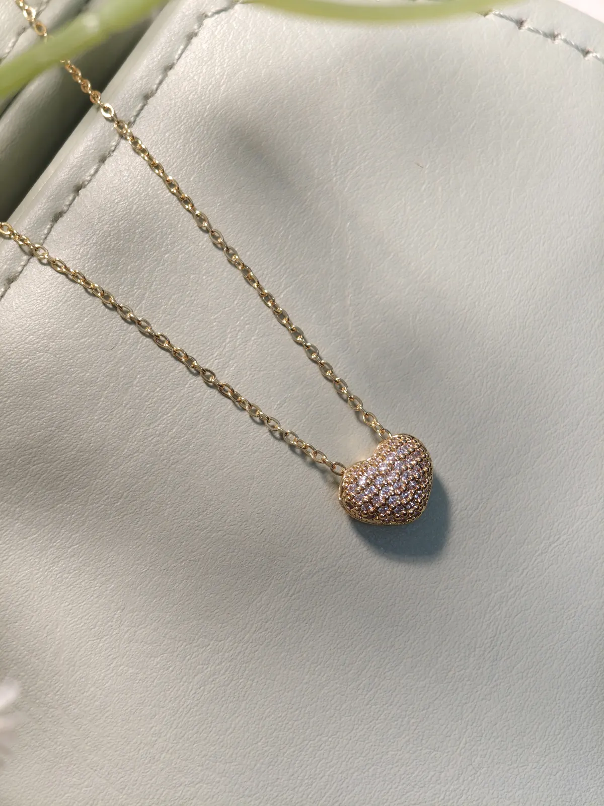 White Stone Heart Pendant