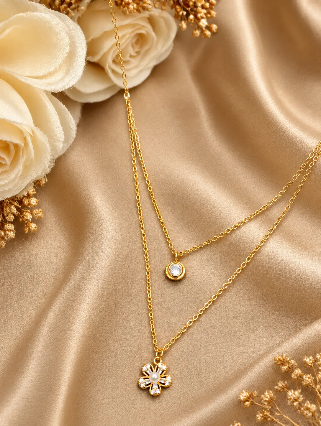 Pearl Flower Double Chain