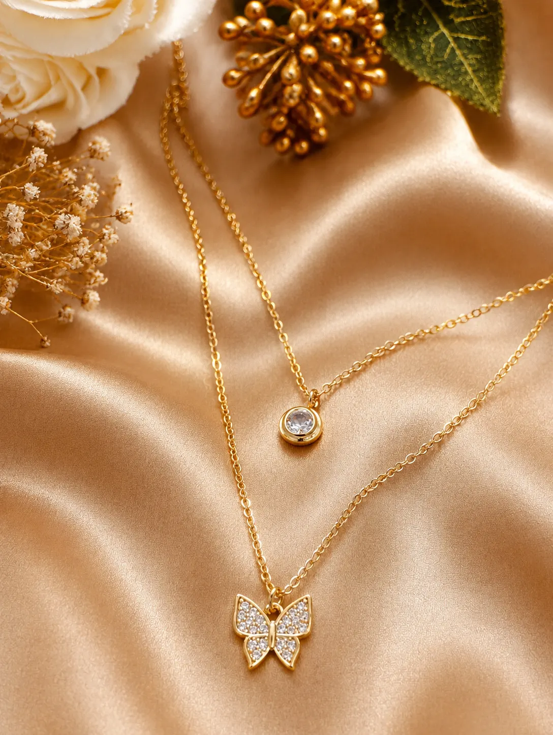 Stone Butterfly Double Chain