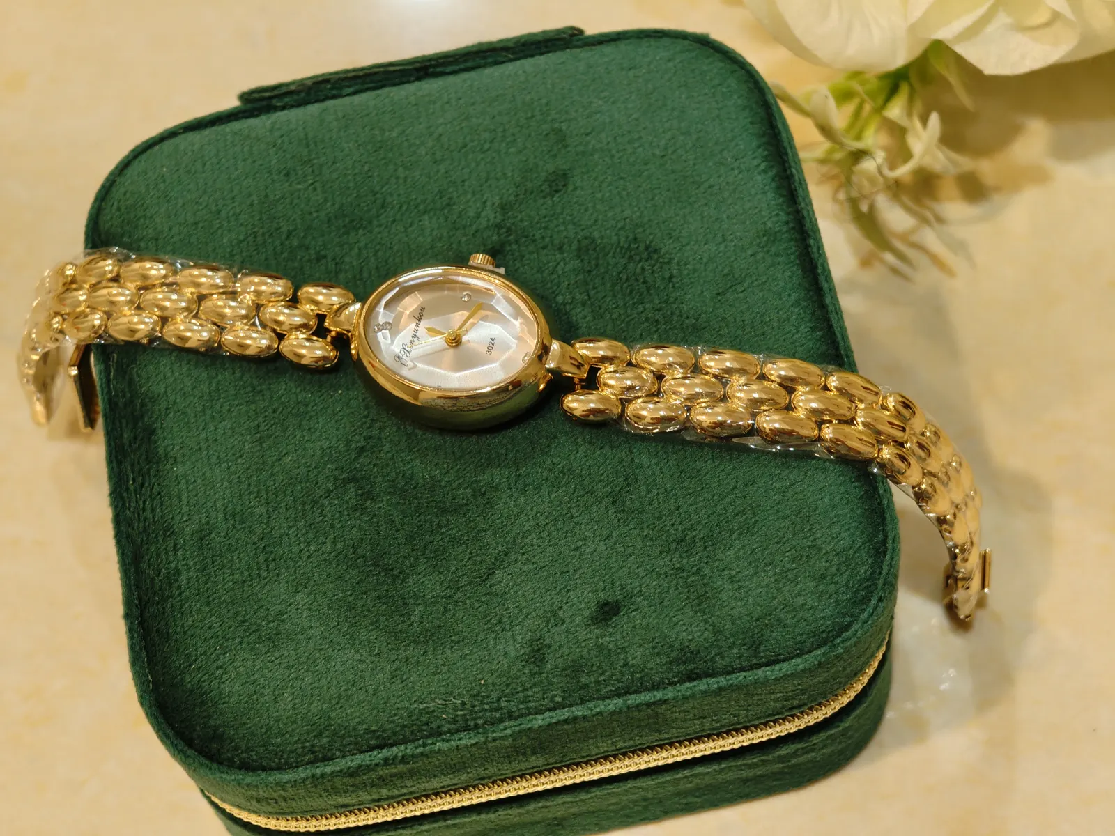 Gold Oval Chain Watch