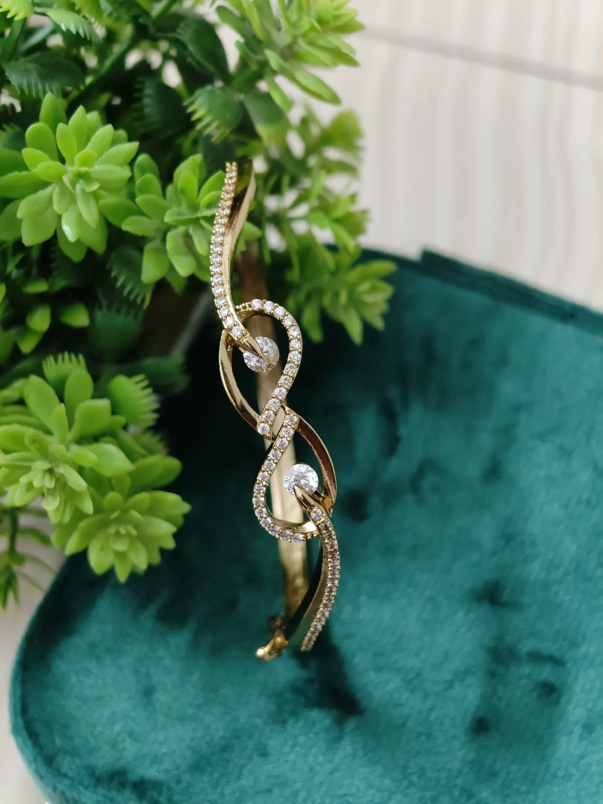 White infinity AD stoned Bangle