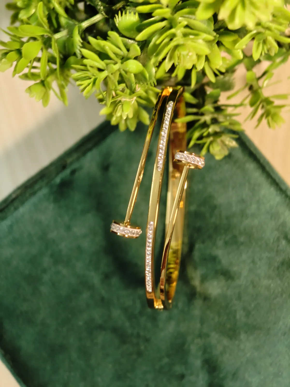 Dual Bar pave disk Bangle