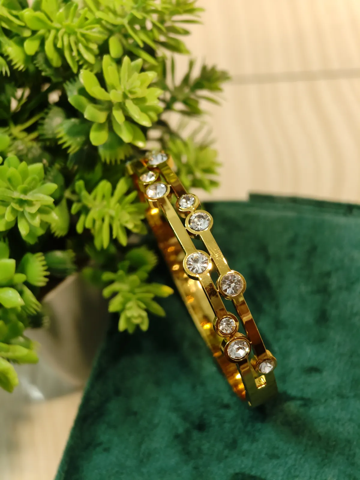 Double row Stone Bazel Bangle