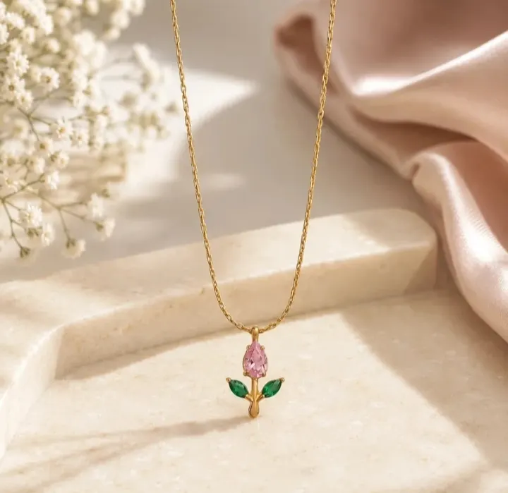 Mini Tulip Chain-pink & green