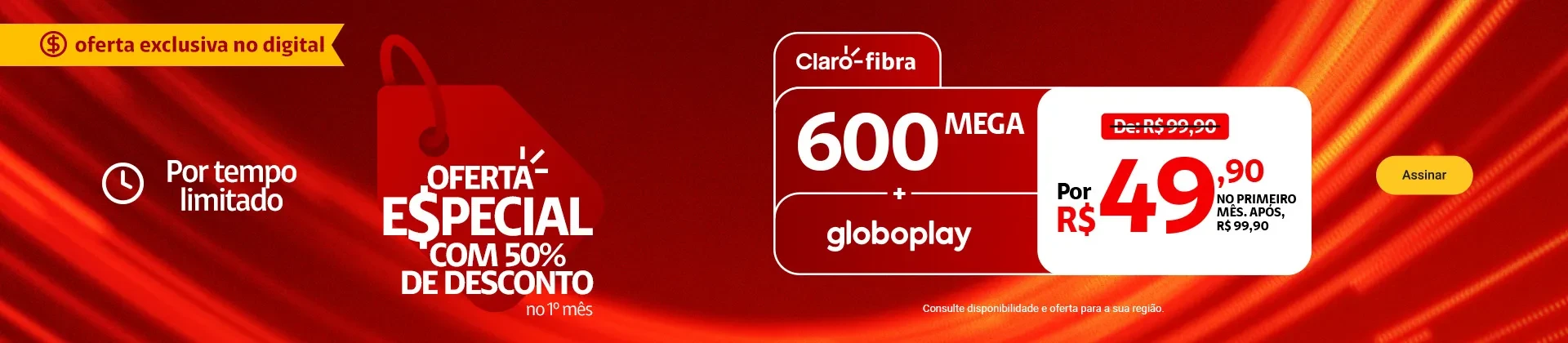 Imagem com informações sobre a oferta em destaque da Claro.