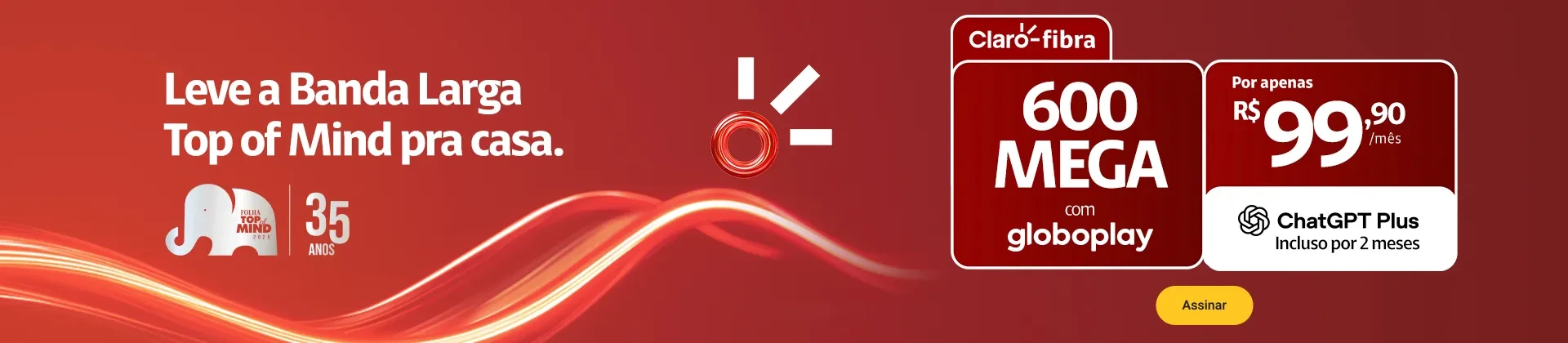 Imagem com informações sobre a oferta em destaque da Claro.